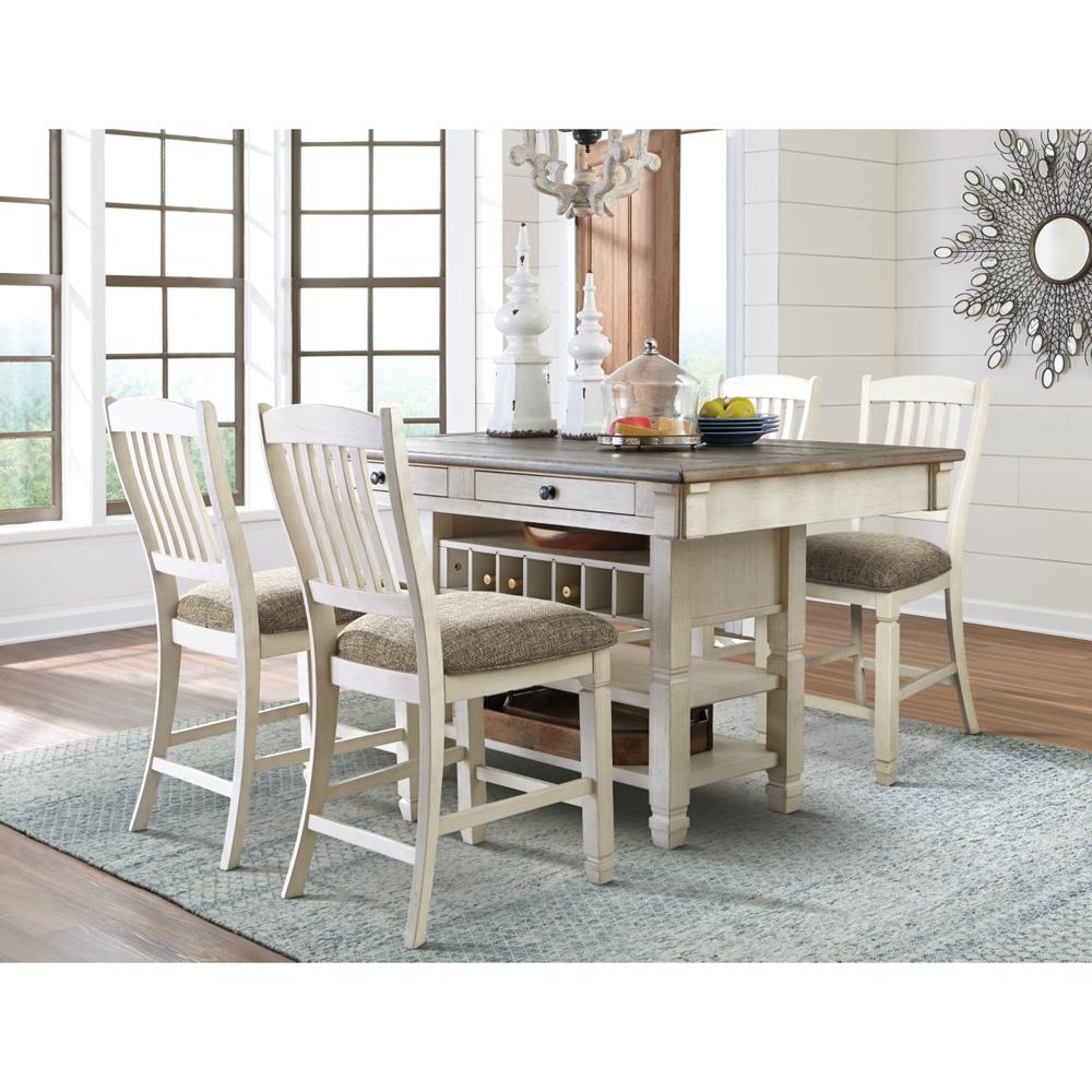 Signature Design by Ashley - Bolanburg Counter Height Dining Table With 4 Barstools in Two-Tone veiw 1