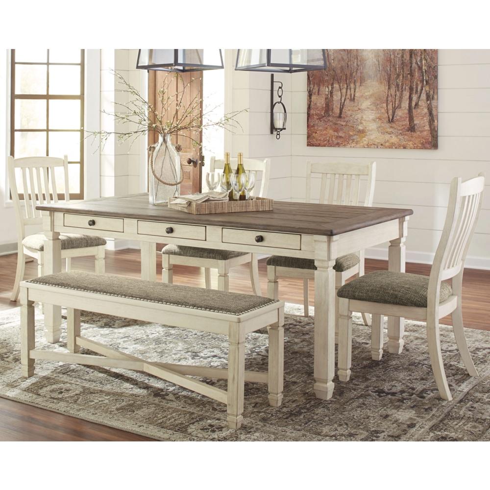 Signature Design by Ashley - Bolanburg Dining Table With 4 Chairs And Bench in Two-Tone veiw 1