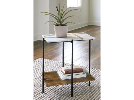 Signature Design by Ashley - Braxmore Accent Table in White/Light Brown - A4000525 veiw 2