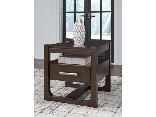 Signature Design by Ashley - Breckington Square End Table in Dark Brown - T856-2 veiw 2