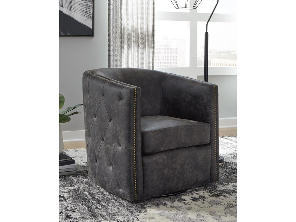 Signature Design by Ashley - Brentlow Swivel Chair in Distressed Black - A3000202 veiw 2
