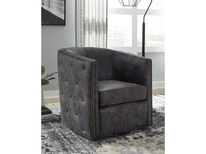Signature Design by Ashley - Brentlow Swivel Chair in Distressed Black - A3000202 veiw 2
