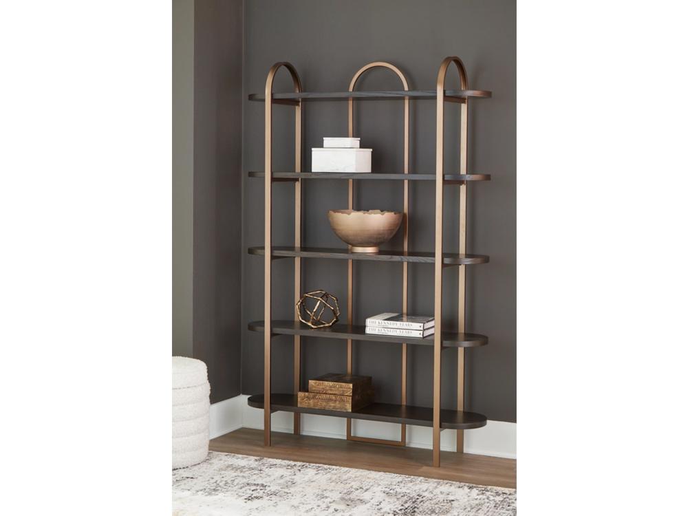 Signature Design by Ashley - Brentmour Bookcase in Brown/Gold Finish - A4000589 veiw 2