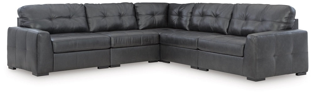 Signature Design by Ashley - Brindley Pier Fabric 5 Piece Sectional in Fog veiw 1