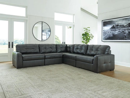 Signature Design by Ashley - Brindley Pier Fabric 5 Piece Sectional in Fog veiw 2