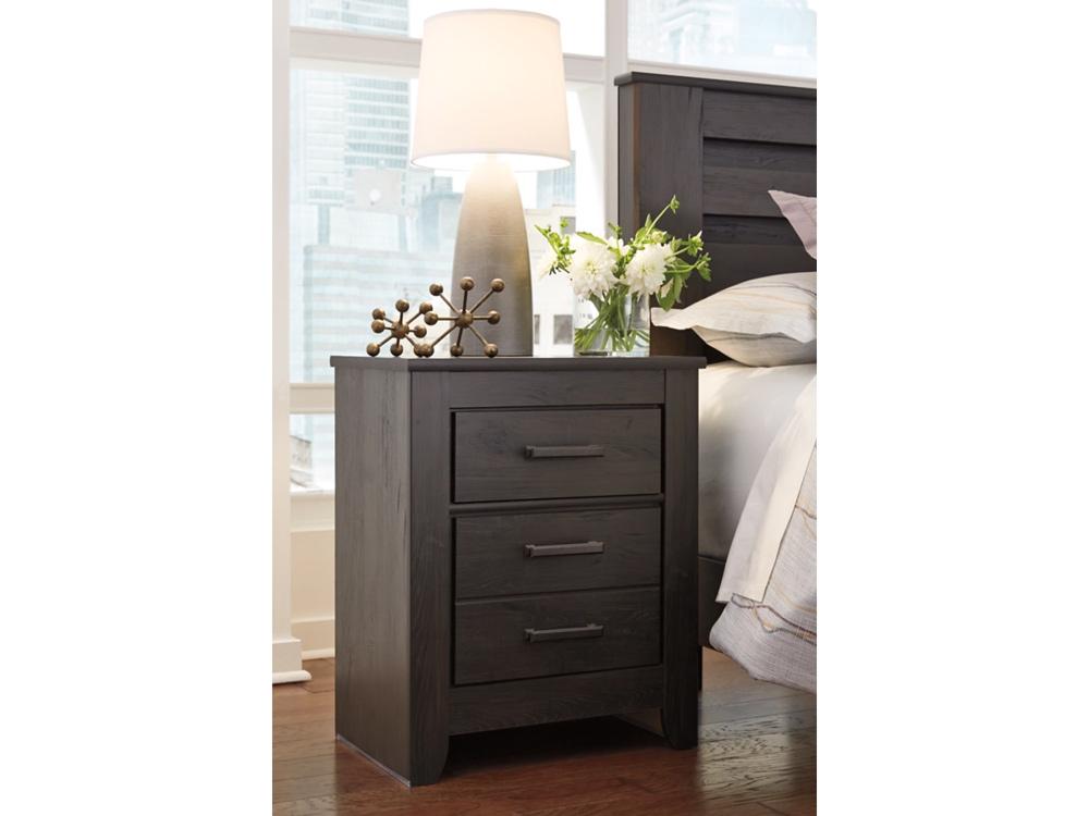 Signature Design by Ashley - Brinxton Two Drawer Night Stand in Black - B249-92 veiw 3