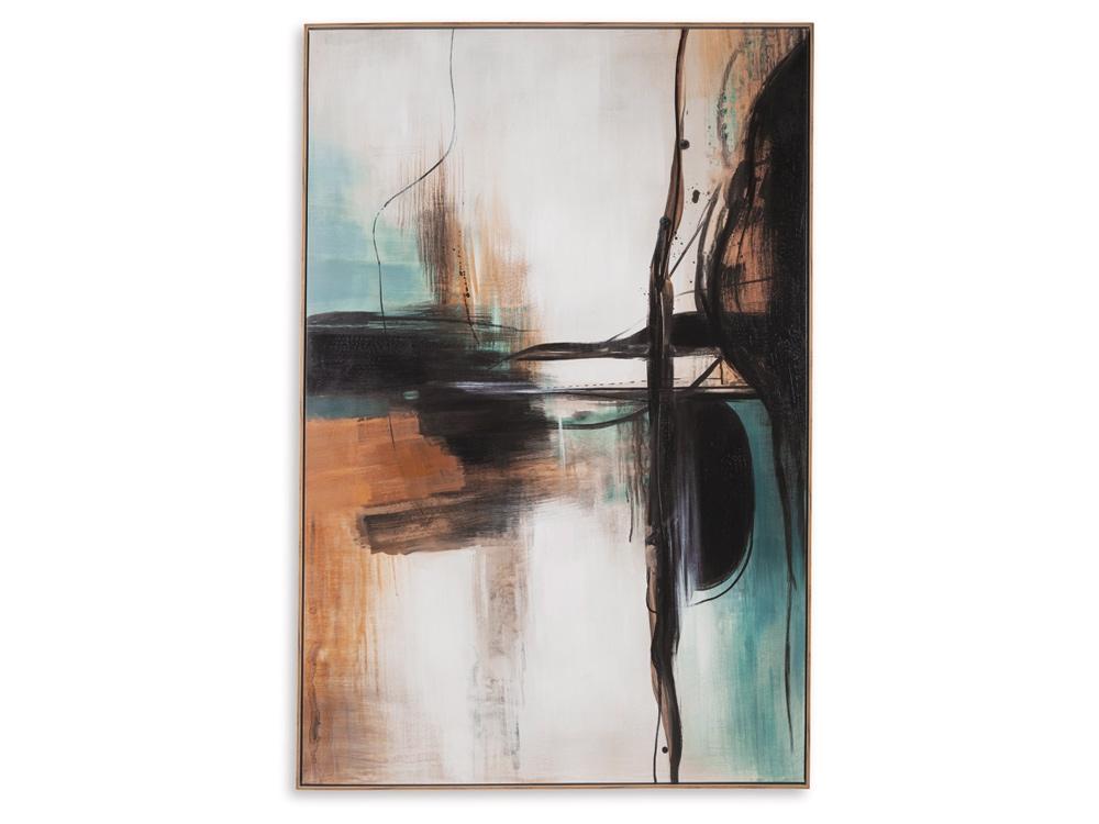 Signature Design by Ashley - Brunonia Wall Art in Teal/Orange/Black - A8000337 veiw 1
