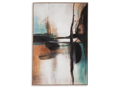 Signature Design by Ashley - Brunonia Wall Art in Teal/Orange/Black - A8000337 veiw 1