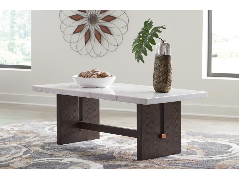 Signature Design by Ashley - Burkhaus Rectangular Cocktail Table in White/Dark Brown - T779-1 veiw 2