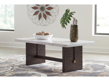 Signature Design by Ashley - Burkhaus Rectangular Cocktail Table in White/Dark Brown - T779-1 veiw 2