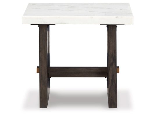 Signature Design by Ashley - Burkhaus Rectangular End Table in White/Dark Brown - T779-3 veiw 1