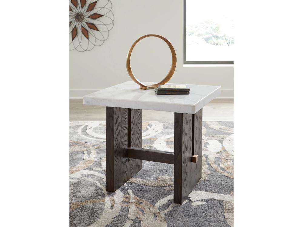 Signature Design by Ashley - Burkhaus Rectangular End Table in White/Dark Brown - T779-3 veiw 2