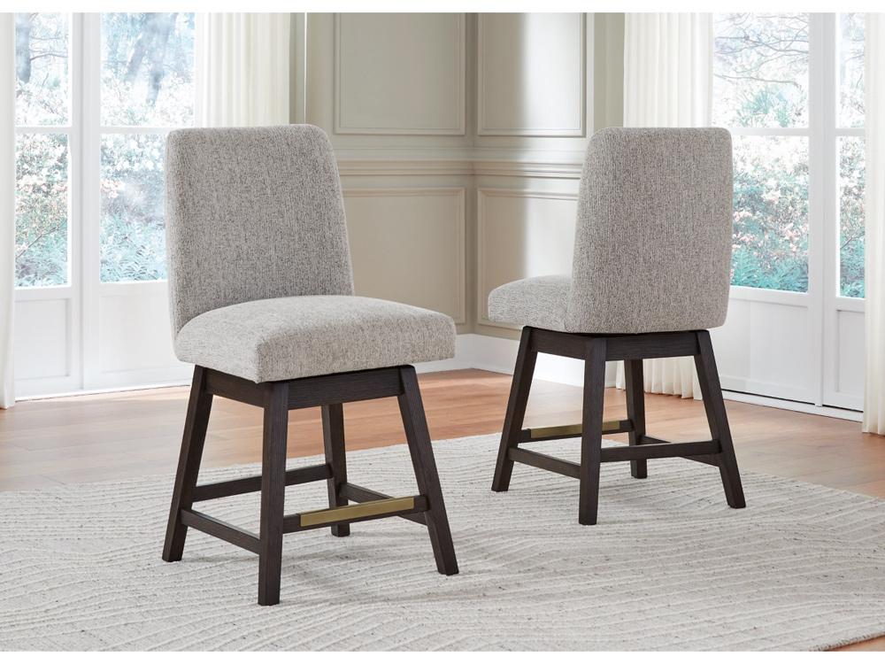 Signature Design by Ashley - Burkhaus UPH Swivel Barstool (Set of 2) in Beige/Dark Brown - D984-124 veiw 2