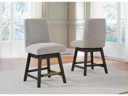 Signature Design by Ashley - Burkhaus UPH Swivel Barstool (Set of 2) in Beige/Dark Brown - D984-124 veiw 2
