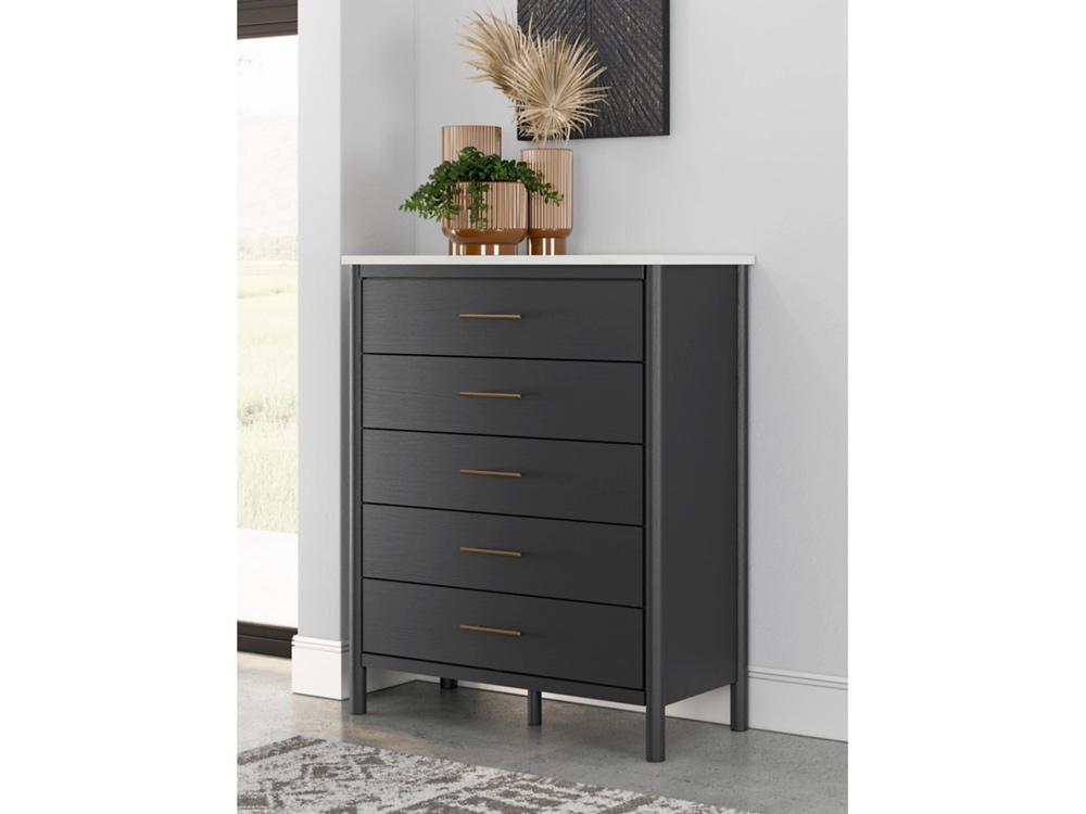 Signature Design by Ashley - Cadmori Five Drawer Wide Chest in Black - B2616-345 veiw 2