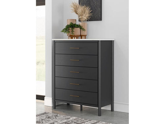 Signature Design by Ashley - Cadmori Five Drawer Wide Chest in Black - B2616-345 veiw 2