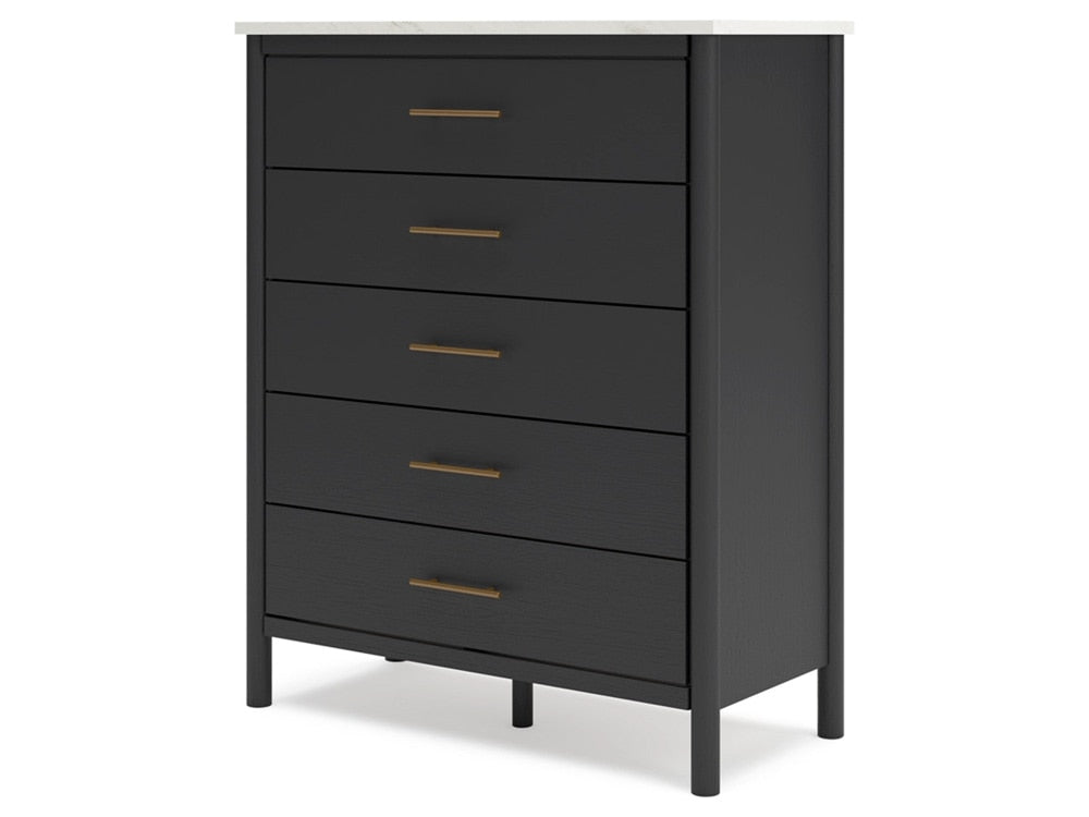 Signature Design by Ashley - Cadmori Five Drawer Wide Chest in Black - B2616-345 veiw 3