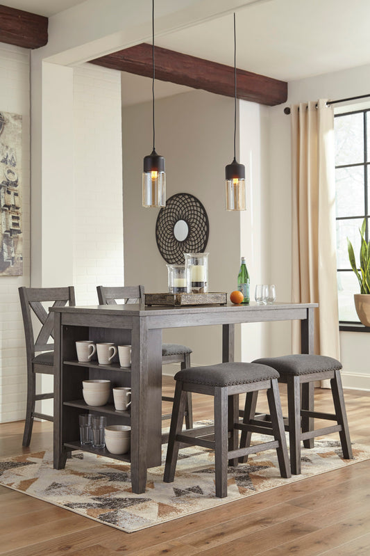 Signature Design by Ashley - Caitbrook Counter Height Dining Table And 2 Barstools & 2 Stools in Dark Gray view 2