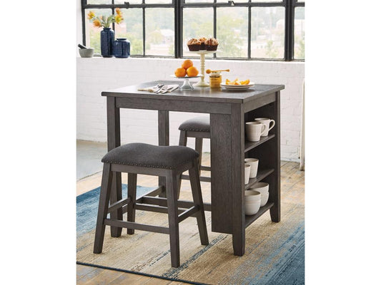 Signature Design by Ashley - Caitbrook Rect Drm Counter Tbl Set(Set of 3) in Gray - D388-113 veiw 2