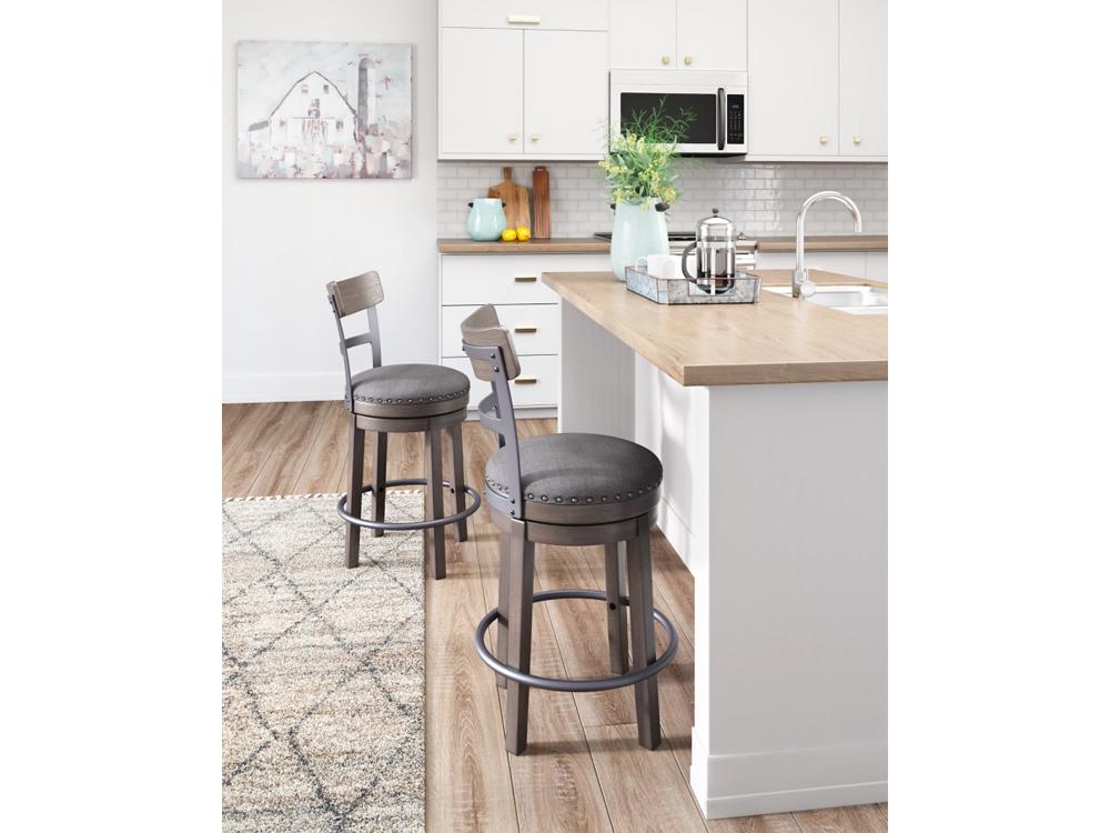 Signature Design by Ashley - Caitbrook Uph Swivel Barstool in Gray - D388-224 veiw 2