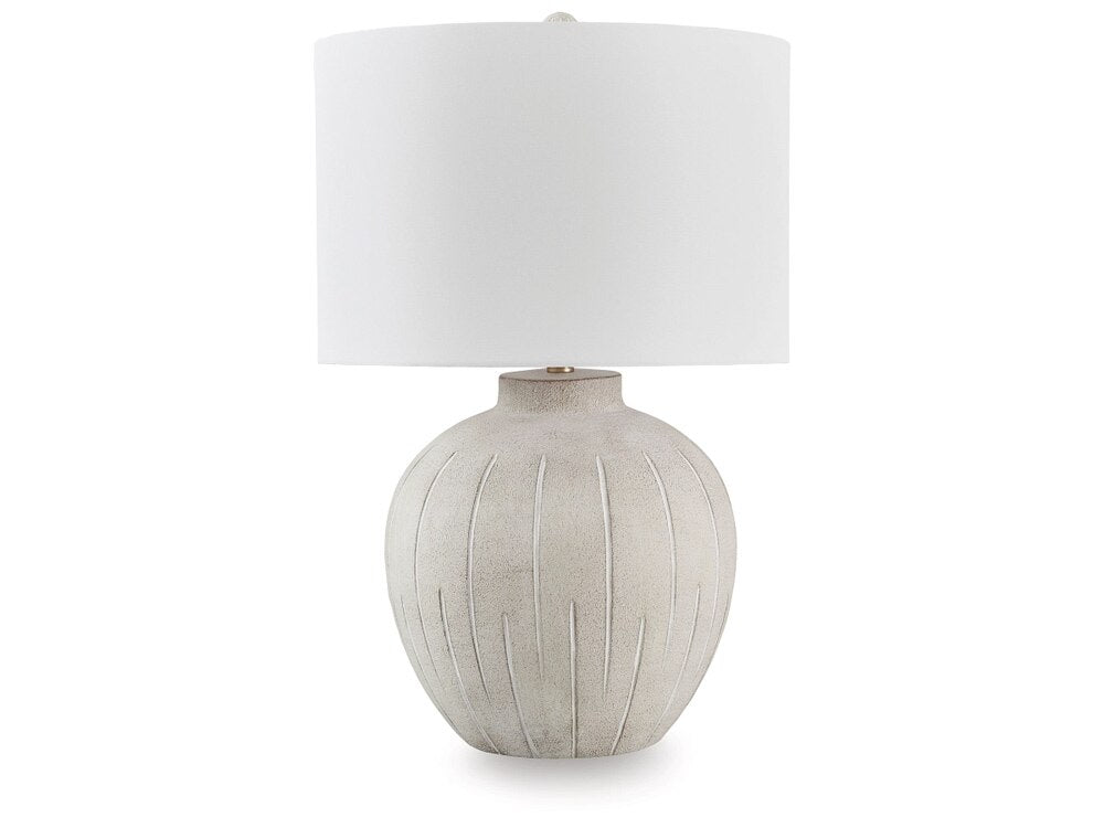 Signature Design by Ashley - Calbert Poly Table Lamp in Warm Gray - L235824 veiw 1