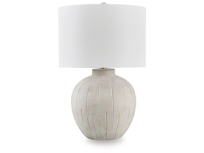 Signature Design by Ashley - Calbert Poly Table Lamp in Warm Gray - L235824 veiw 1