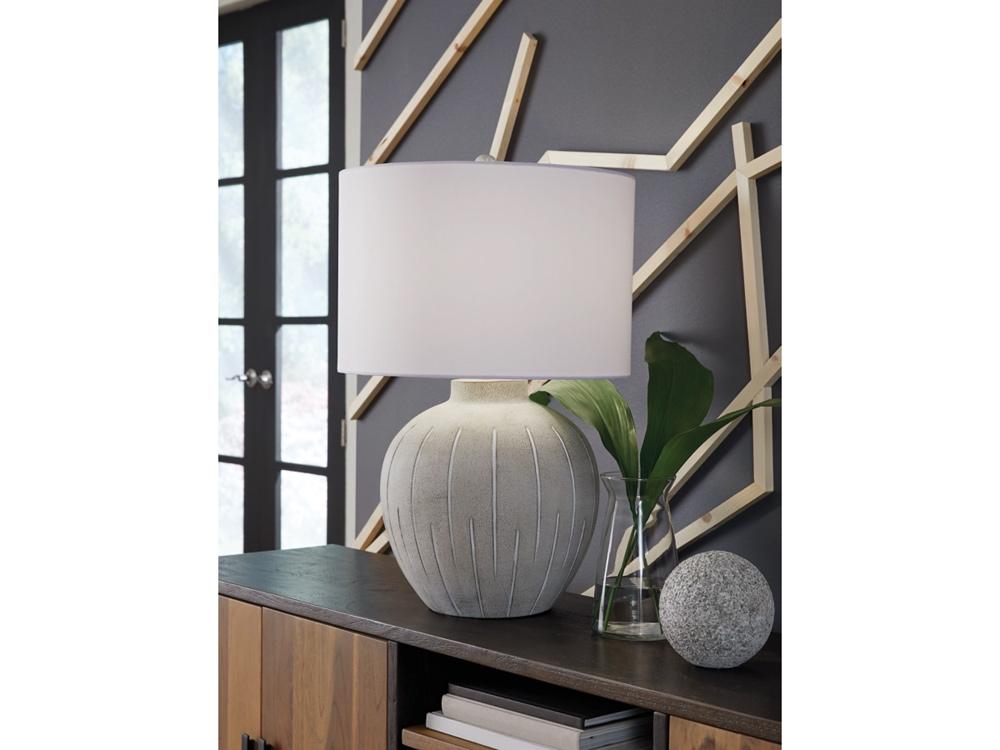 Signature Design by Ashley - Calbert Poly Table Lamp in Warm Gray - L235824 veiw 2