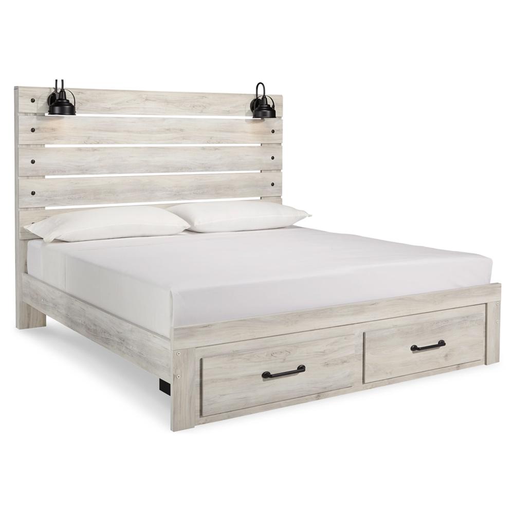 Signature Design by Ashley - Cambeck King Panel Bed with 2 Storage Drawers in Whitewash veiw 1
