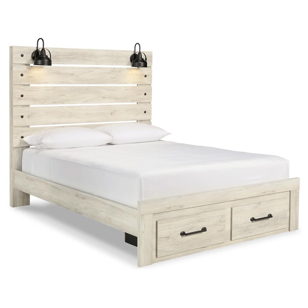 Signature Design by Ashley - Cambeck Queen Panel Bed with 2 Storage Drawers in Whitewash veiw 1