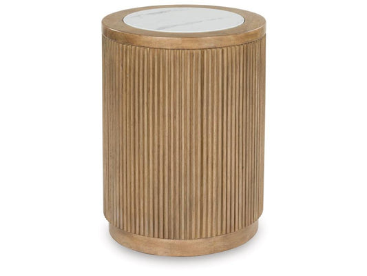Signature Design by Ashley - Camdill Round End Table in Light Brown/White - T808-6 veiw 1