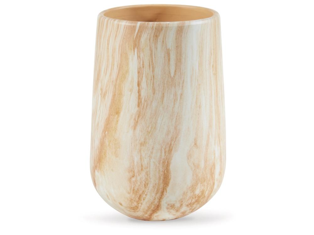 Signature Design by Ashley - Cammen Vase in Tan/White - A2000646 veiw 1
