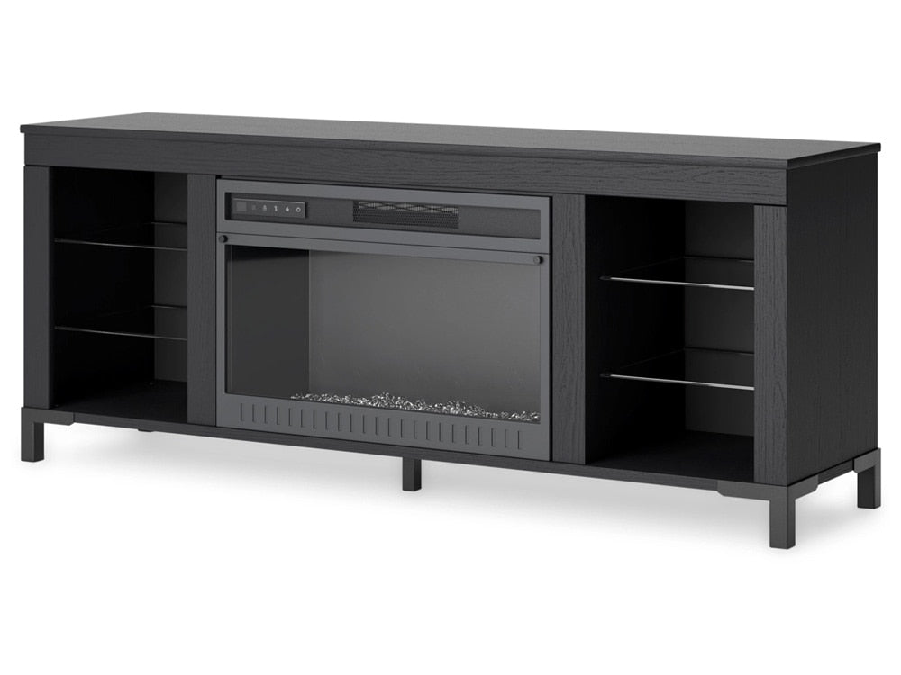 Signature Design by Ashley - Cayberry Tv Stand With Fireplace in Black - W2721-168 veiw 3
