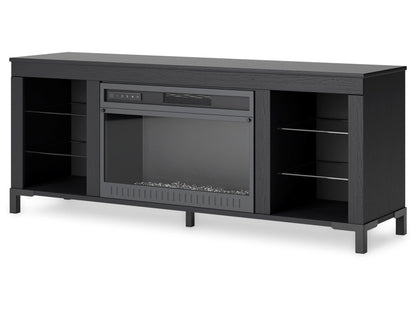 Signature Design by Ashley - Cayberry Tv Stand With Fireplace in Black - W2721-168 veiw 3