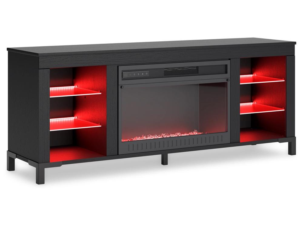 Signature Design by Ashley - Cayberry Tv Stand With Fireplace in Black - W2721-168 veiw 4