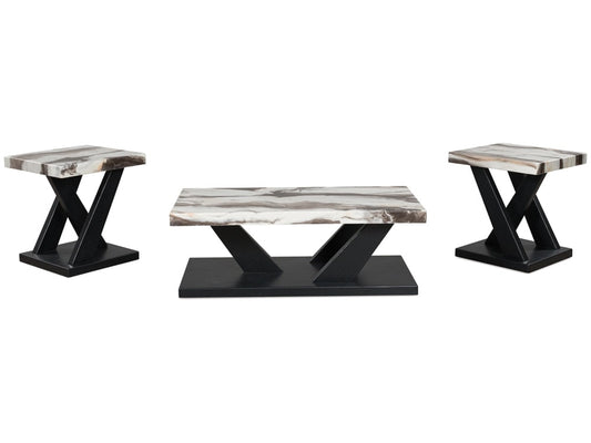 Signature Design by Ashley - Cendill Occasional Table (Set of 3) in Dark Brown/White/Black - T403-13 veiw 1