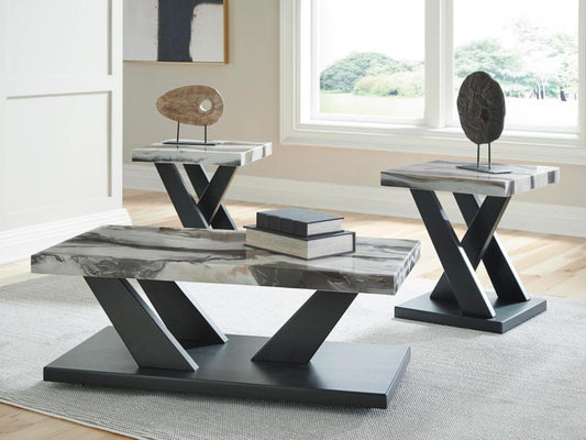 Signature Design by Ashley - Cendill Occasional Table (Set of 3) in Dark Brown/White/Black - T403-13 veiw 2