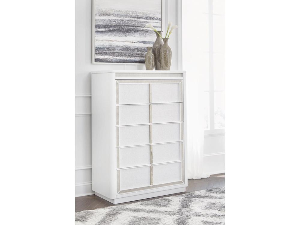 Signature Design by Ashley - Chalanna Five Drawer Chest in White - B822-46 veiw 2