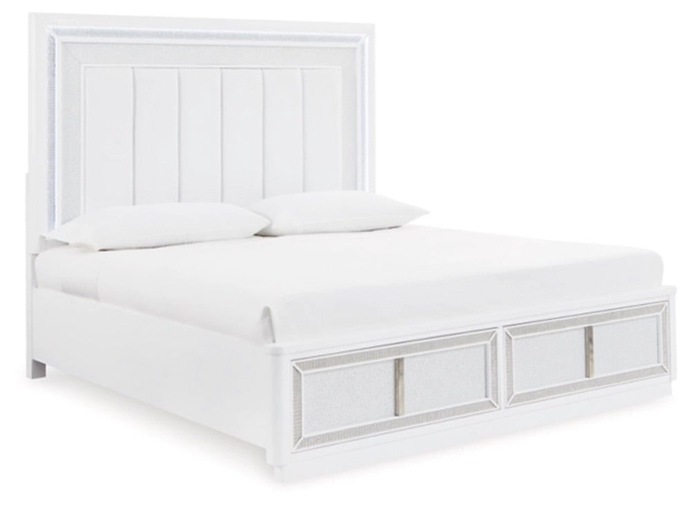 Signature Design by Ashley - Chalanna Queen Upholstered Storage Bed in White veiw 1