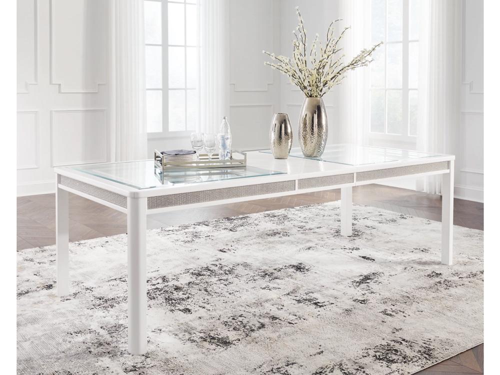 Signature Design by Ashley - Chalanna Rect Dining Room Ext Table in White - D822-35 veiw 2