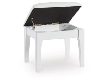 Signature Design by Ashley - Chalanna Vanity Stool in White - B822-01 veiw 3