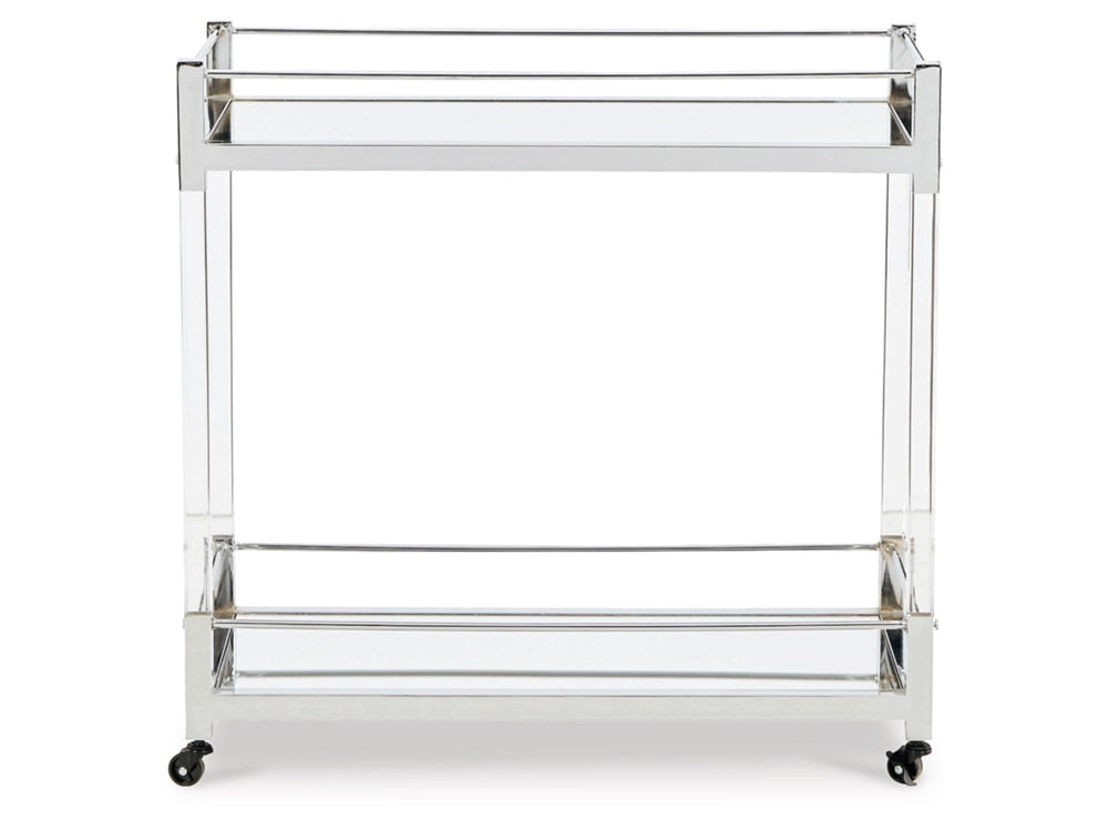 Signature Design by Ashley - Chaseton Bar Cart in Clear/Silver Finish - A4000501 veiw 1