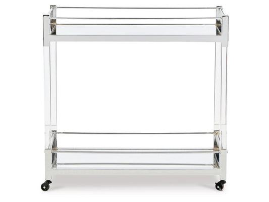 Signature Design by Ashley - Chaseton Bar Cart in Clear/Silver Finish - A4000501 veiw 1