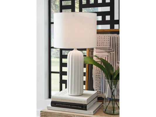 Signature Design by Ashley - Clarkland Ceramic Table Lamp (Set of 2) in White - L177974 veiw 2