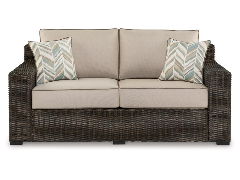 Signature Design by Ashley - Coastline Bay Outdoor Loveseat W/Cushion in Brown - P784-835 veiw 1