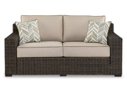 Signature Design by Ashley - Coastline Bay Outdoor Loveseat W/Cushion in Brown - P784-835 veiw 1