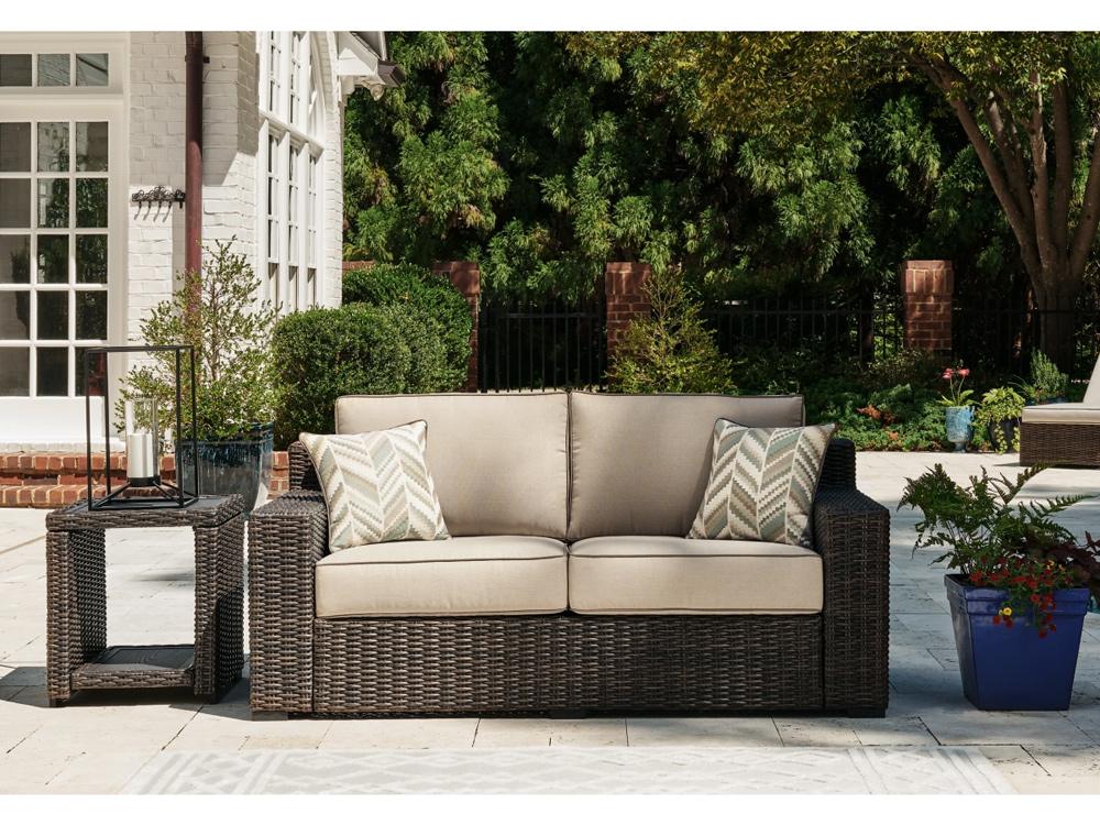 Signature Design by Ashley - Coastline Bay Outdoor Loveseat W/Cushion in Brown - P784-835 veiw 2