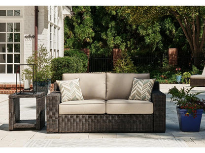 Signature Design by Ashley - Coastline Bay Outdoor Loveseat W/Cushion in Brown - P784-835 veiw 2