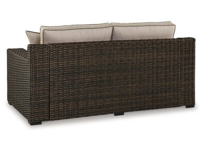 Signature Design by Ashley - Coastline Bay Outdoor Loveseat W/Cushion in Brown - P784-835 veiw 3