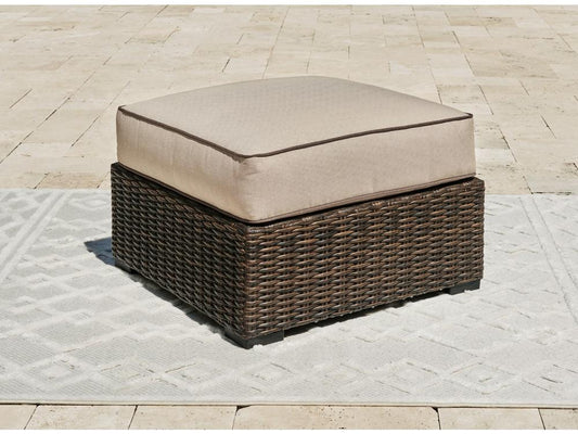 Signature Design by Ashley - Coastline Bay Outdoor Ottoman With Cushion in Brown - P784-814 veiw 2