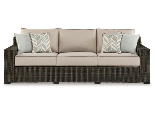 Signature Design by Ashley - Coastline Bay Outdoor Sofa With Cushion in Brown - P784-838 veiw 1